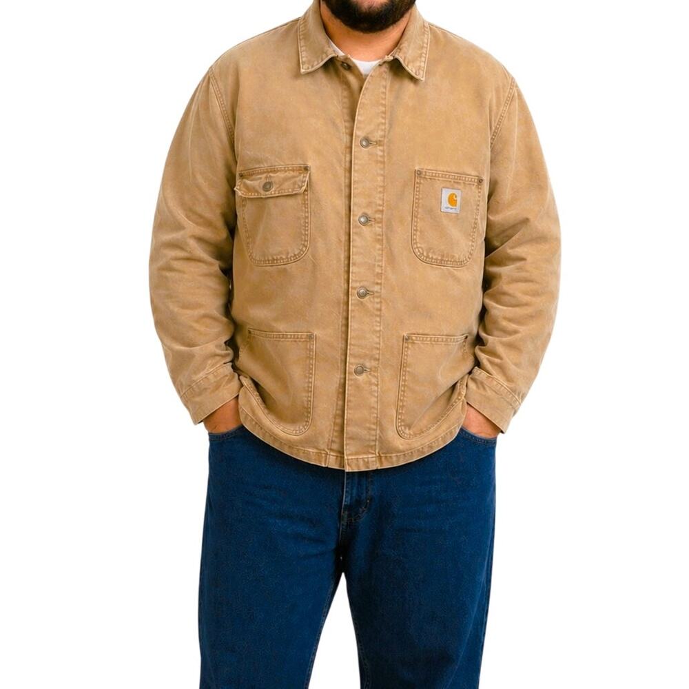Vintage 90s Carhartt Chore Coat XXL Faded Brown Duck Canvas Utility Barn Jacket